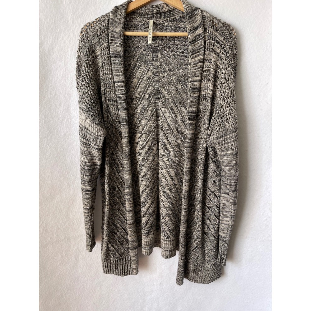 Leo & Nicole Gray Chevron Space Dye Open Front Cardigan Sweater Womens XL
